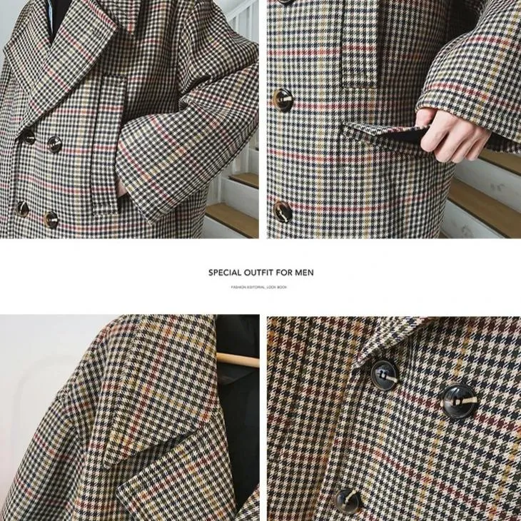 [Korean Style] Diny Plaid Woolen Oversized Jackets