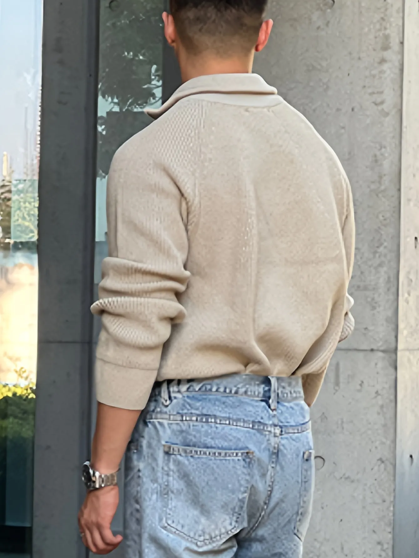 LARIK | Solid Knitted Sweater with Half Zipper