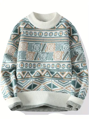 LORIC | Mens Sweater with Geometric Pattern