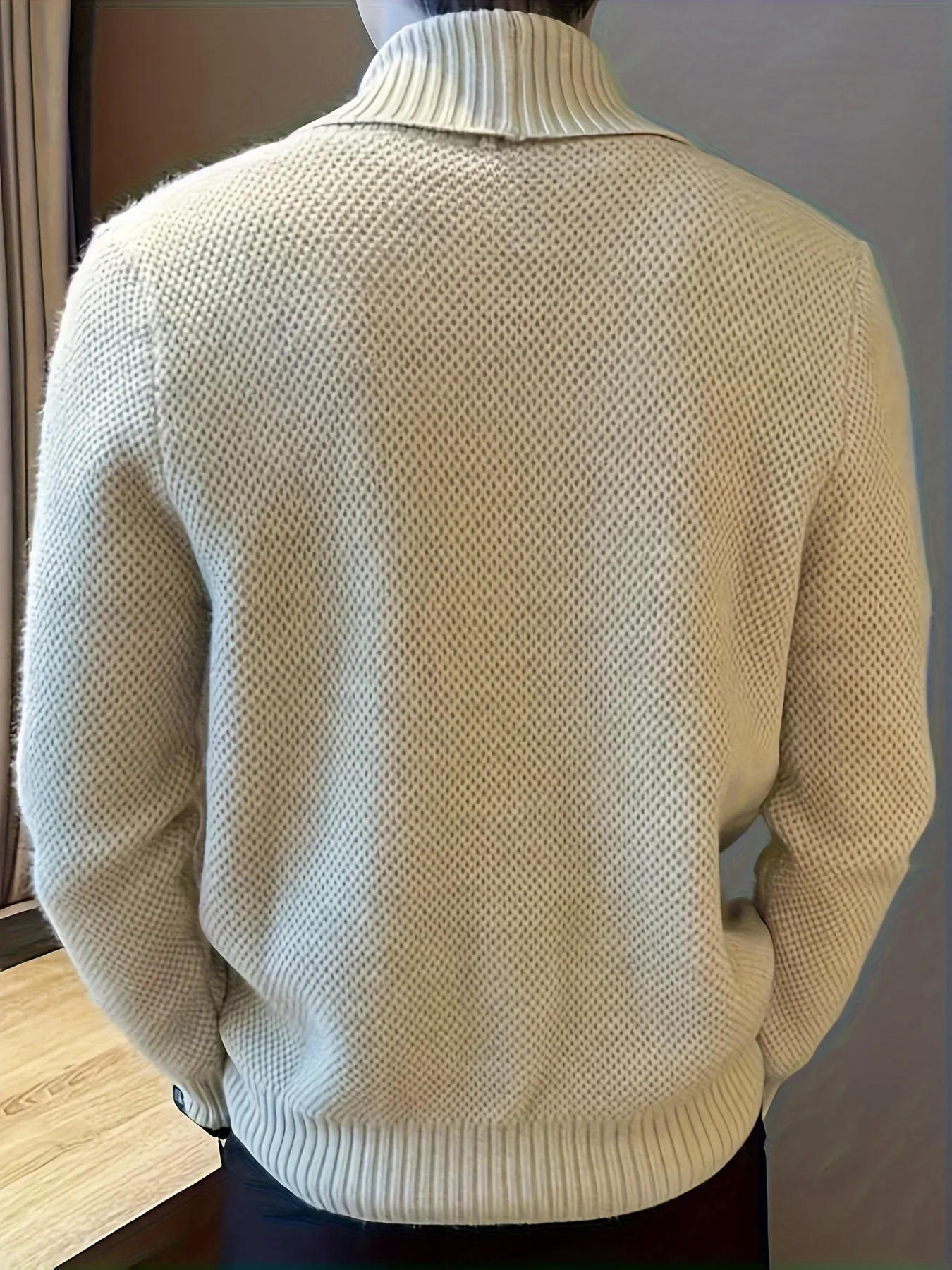 LORIK | Solid Knitted Mens Cardigan with Shawl Collar and Double Buttons