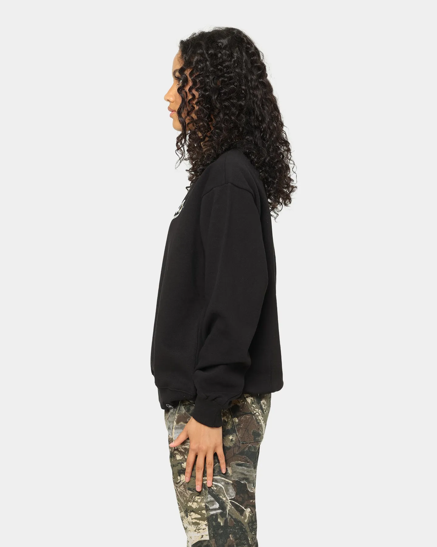 Majestic Athletic Women's Los Angeles Dodgers Copper Marble Wordmark Crewneck Black