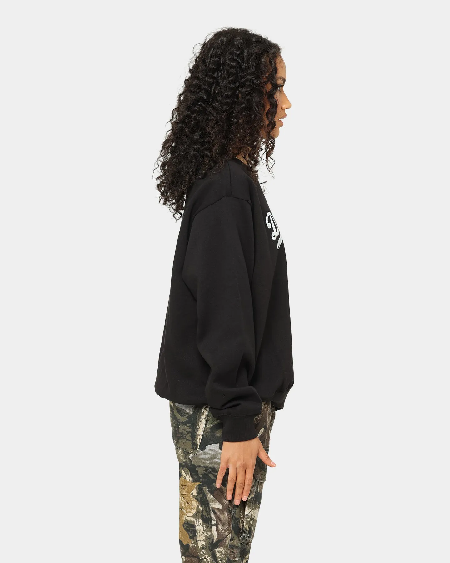 Majestic Athletic Women's Los Angeles Dodgers Copper Marble Wordmark Crewneck Black