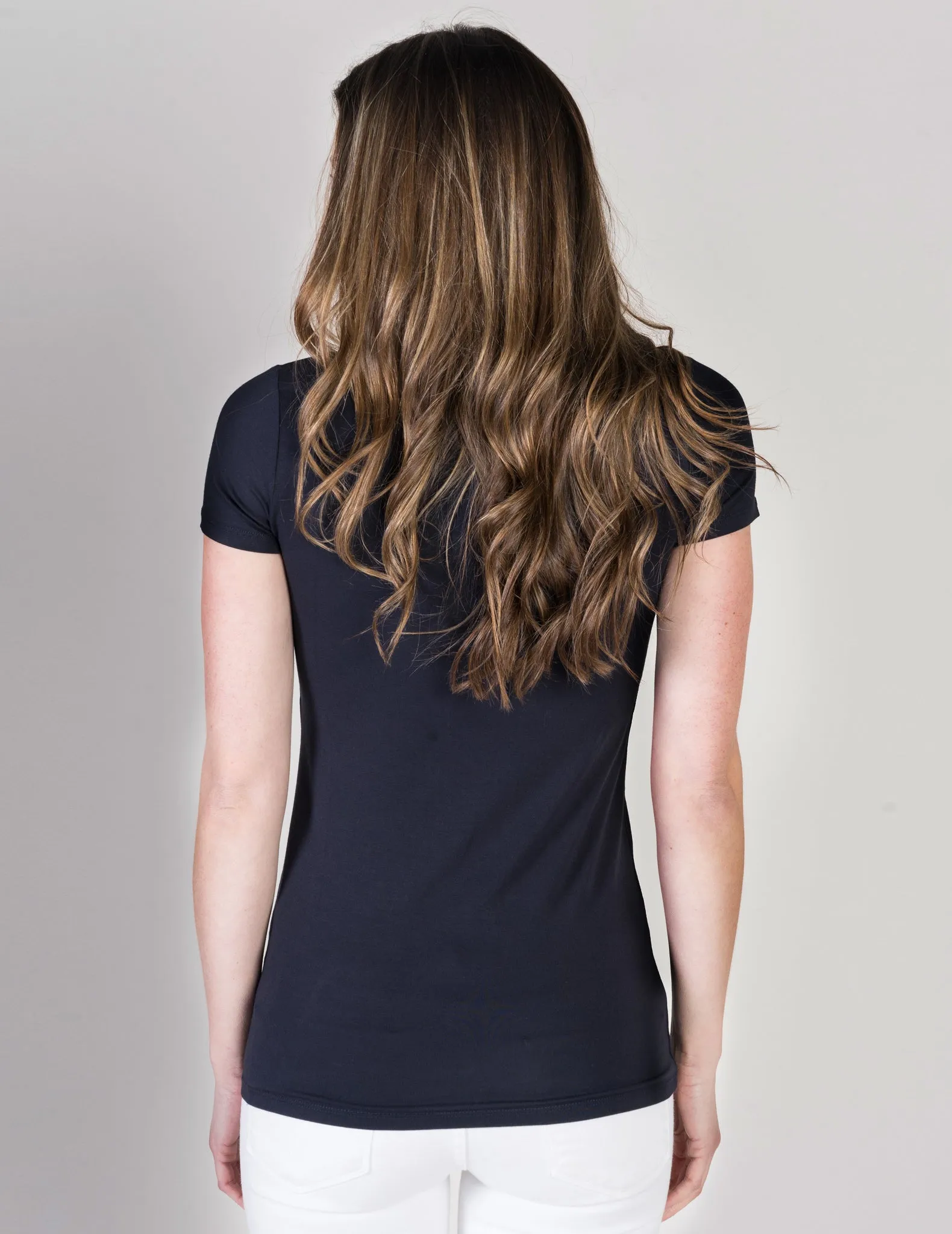 Majestic Short Sleeve V-Neck Tee in Marine