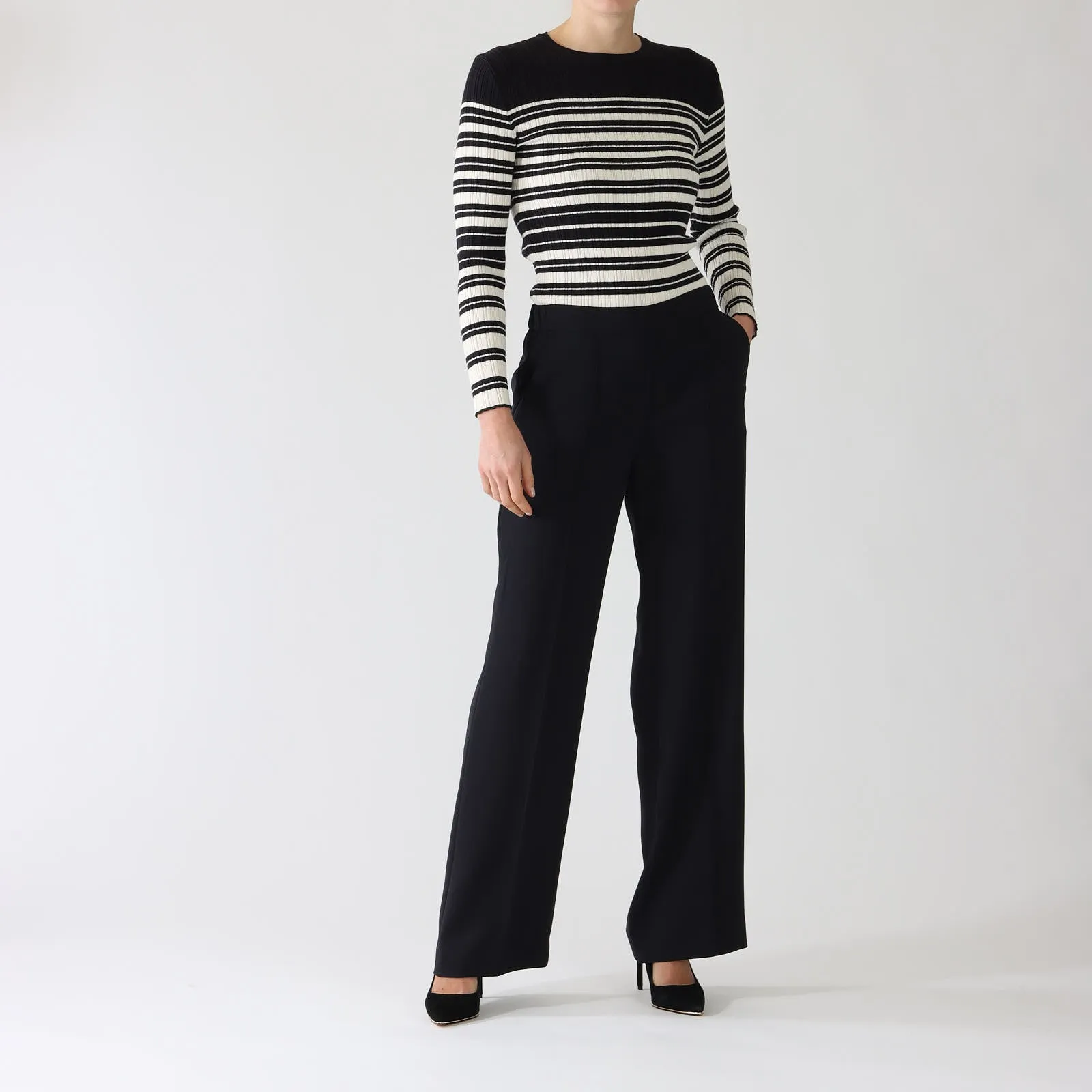 Midnight Blue Washington Wide Leg Tailored Pants