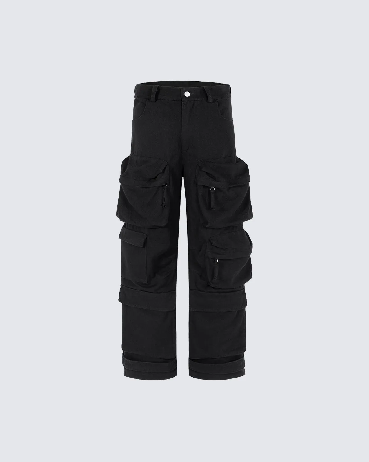 Multi-Pocket Wide-Leg Washed Work Pants
