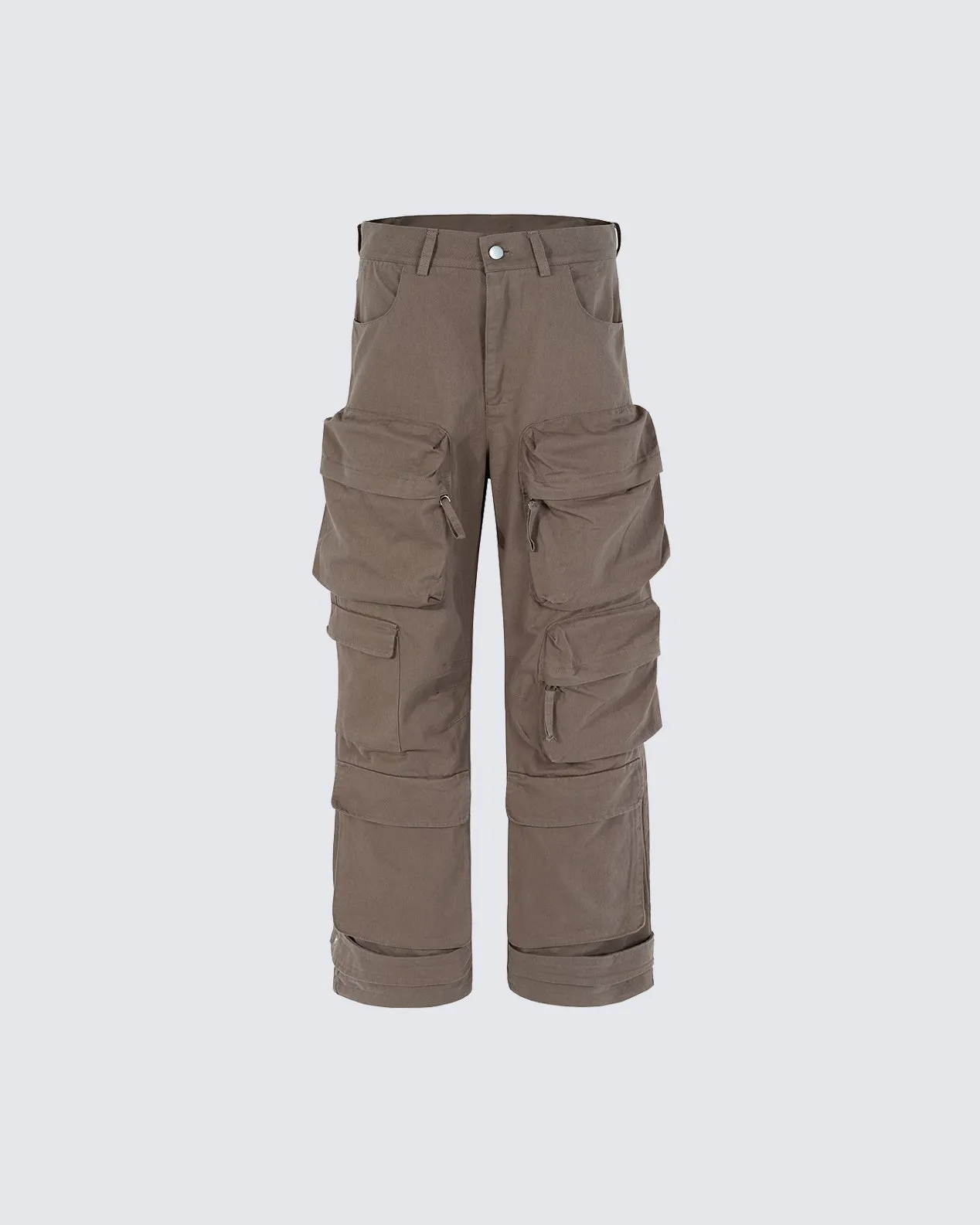 Multi-Pocket Wide-Leg Washed Work Pants