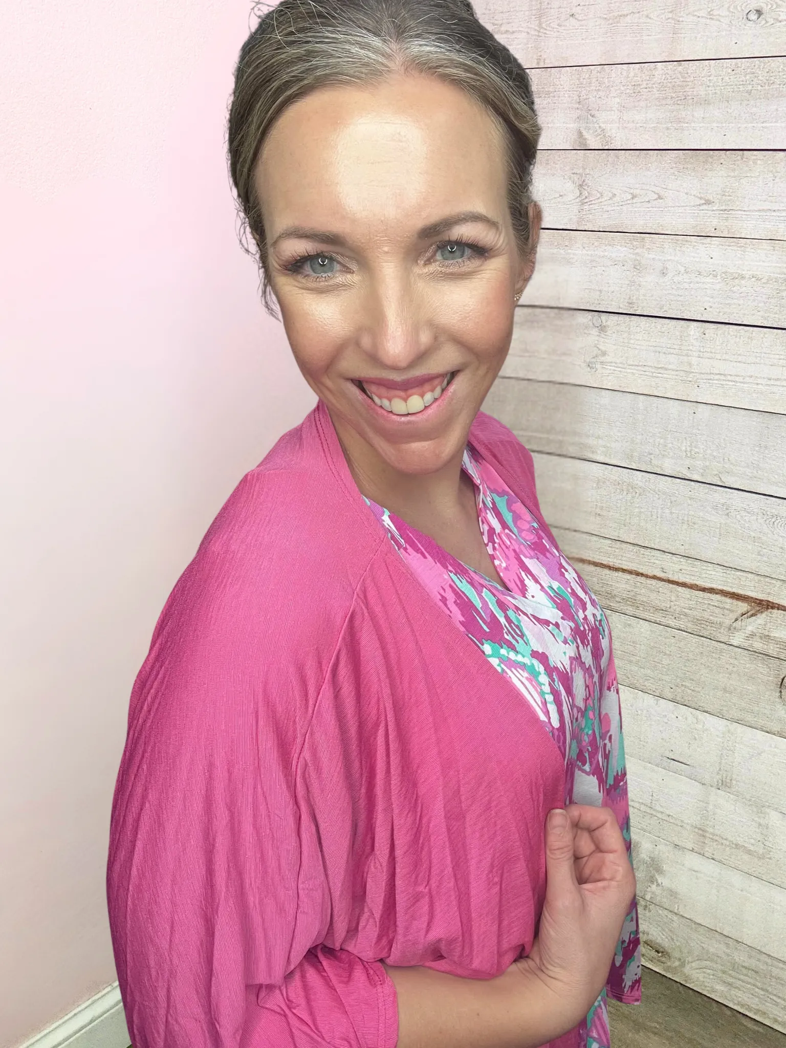 "Fresh Air" Solid Short Sleeve Cardigan- Pink