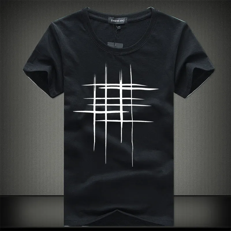Simple Creative Design Line Cross cotton T Shirts for Summer