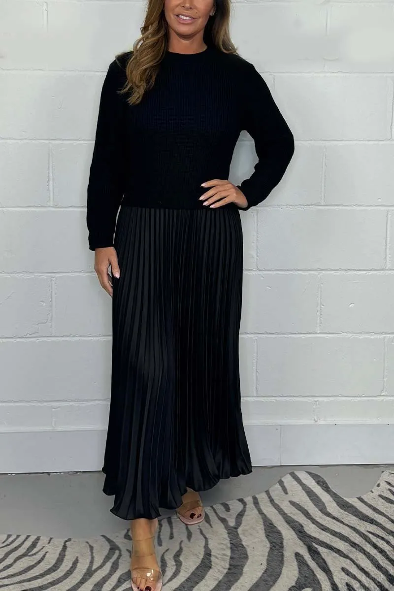 SOPHIA - Knit Jumper & Pleated Satin Skirt