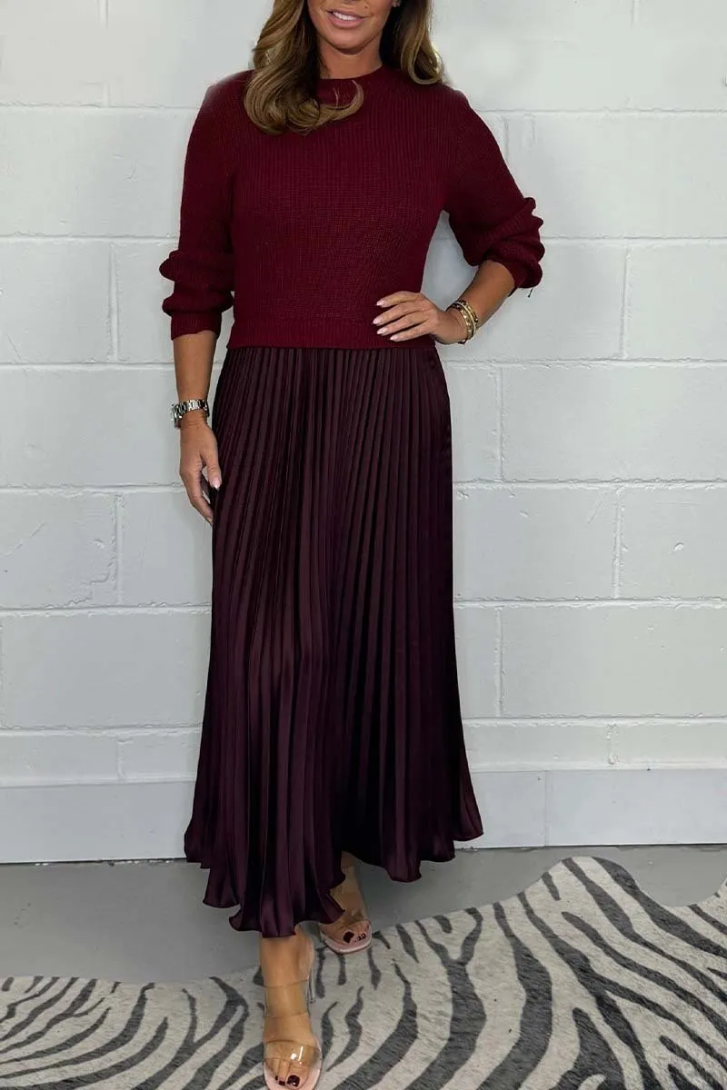 SOPHIA - Knit Jumper & Pleated Satin Skirt