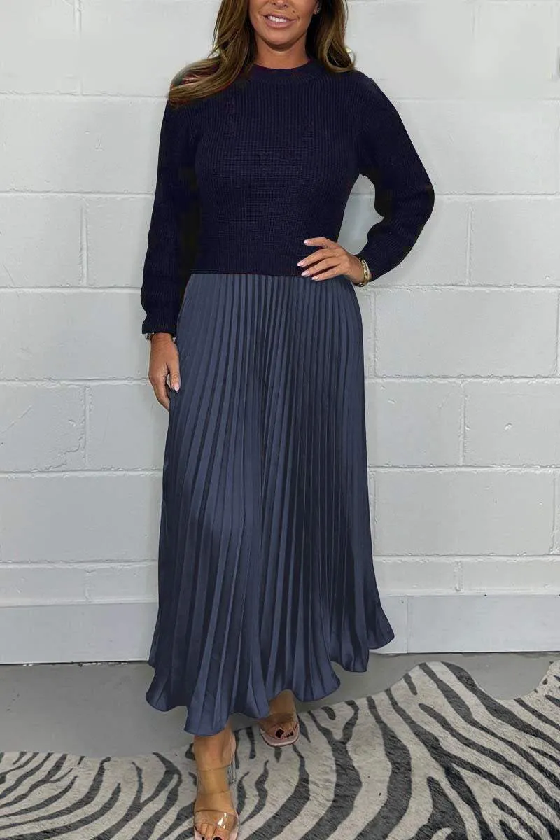 SOPHIA - Knit Jumper & Pleated Satin Skirt