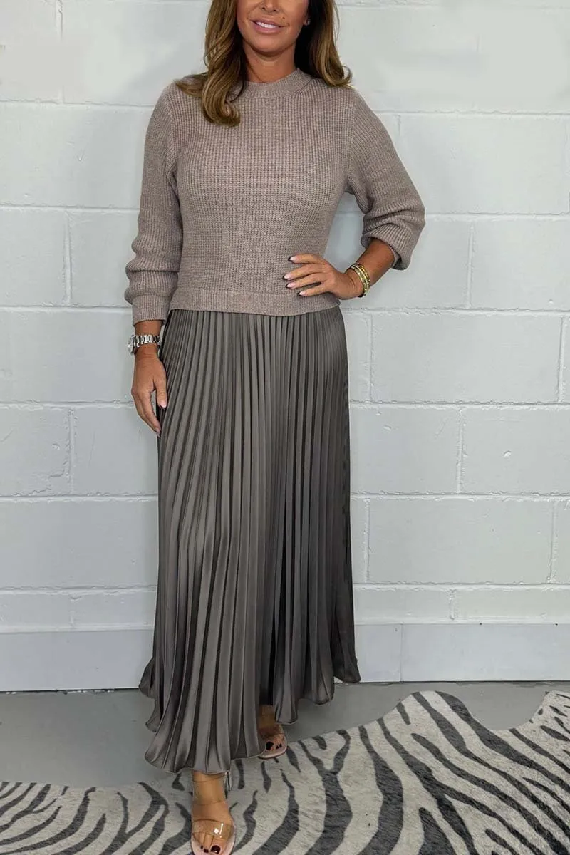 SOPHIA - Knit Jumper & Pleated Satin Skirt