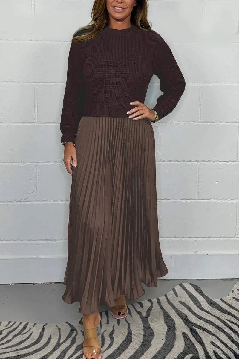 SOPHIA - Knit Jumper & Pleated Satin Skirt