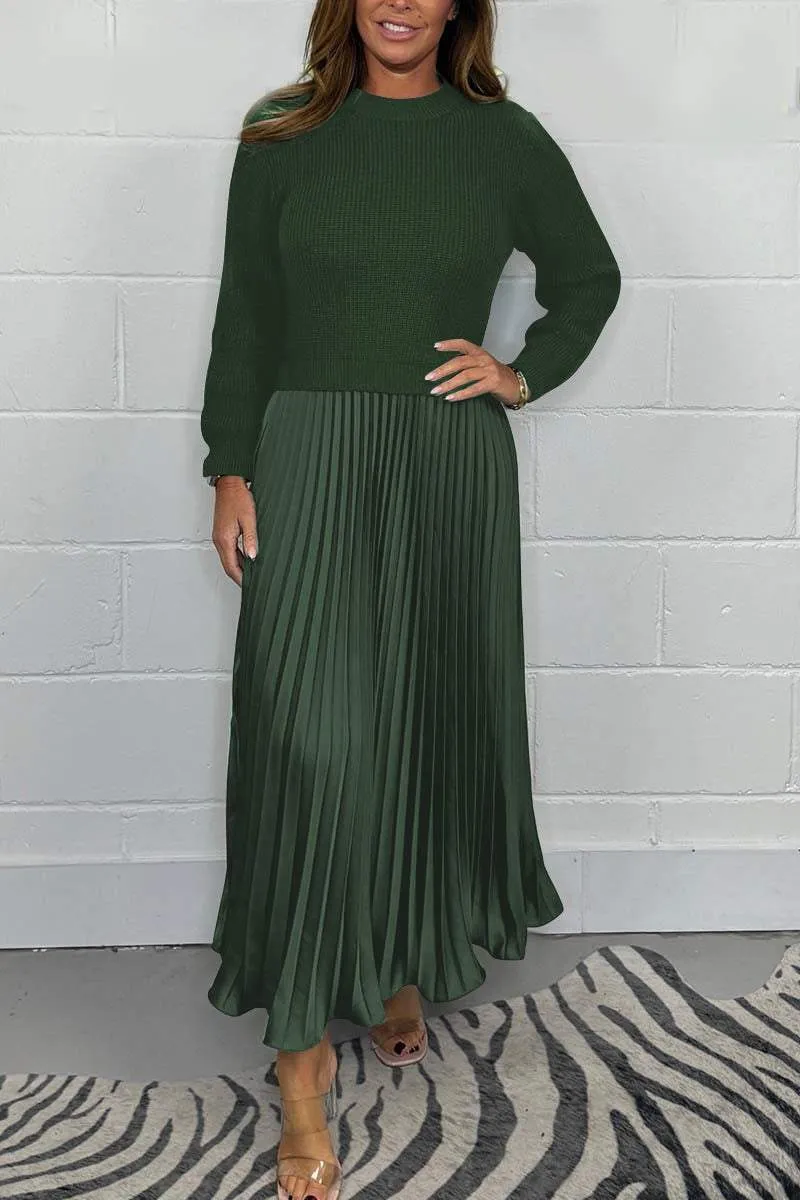 SOPHIA - Knit Jumper & Pleated Satin Skirt