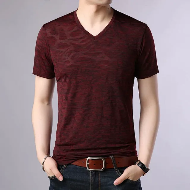 Thunder Pattern V Neck Summer Cotton Tees