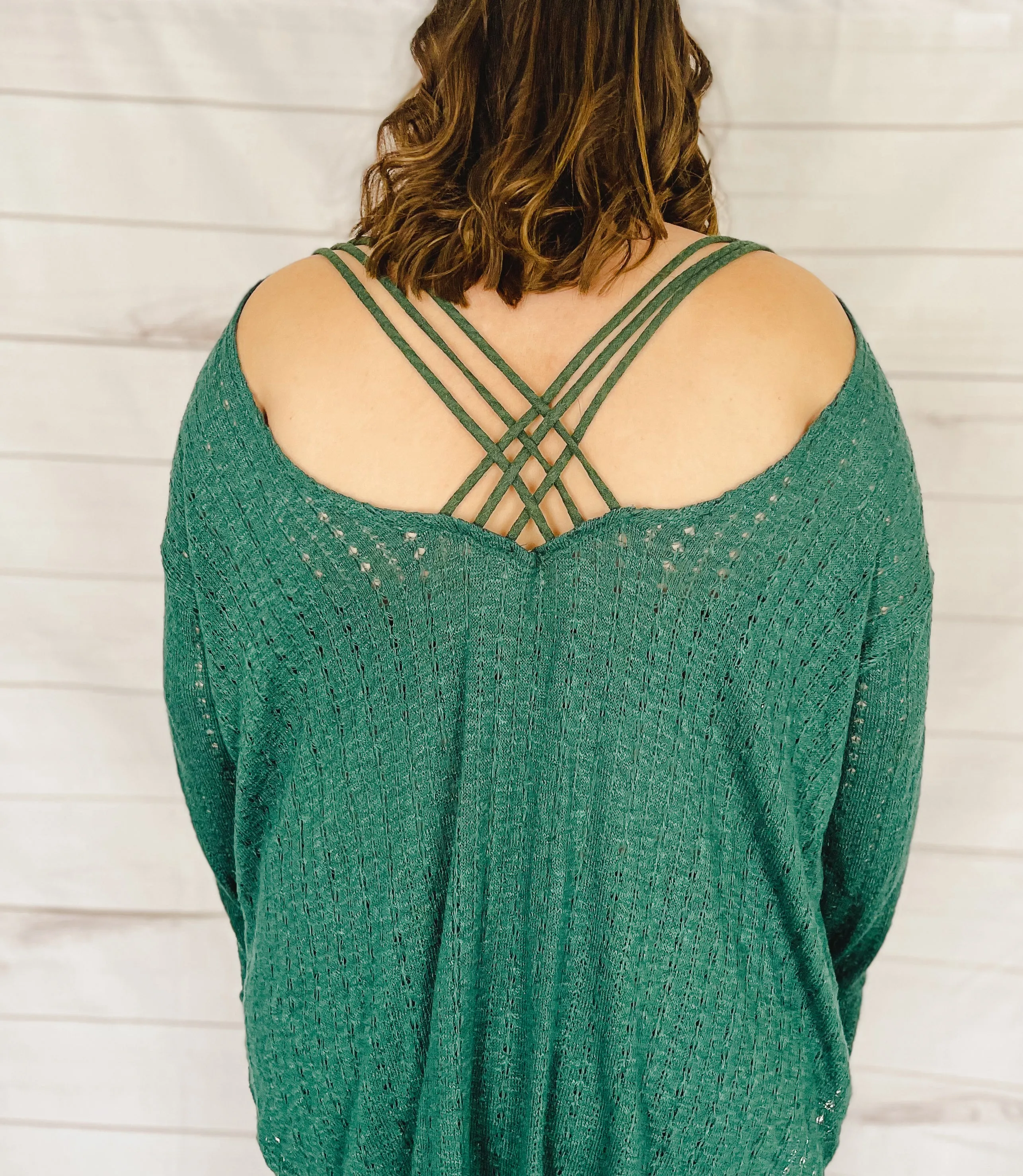 To The Vineyard Cold-Shoulder Pointelle Top