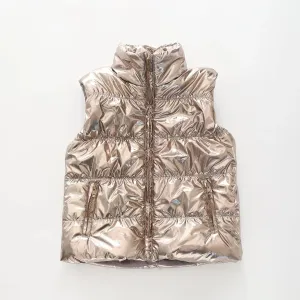 Vintage Gold Puffer, Older Girls Vest