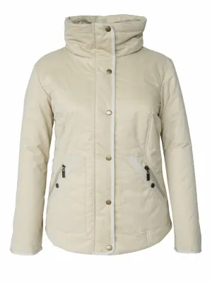 Women's Collar Zip Hidden Hood Puffer Coat
