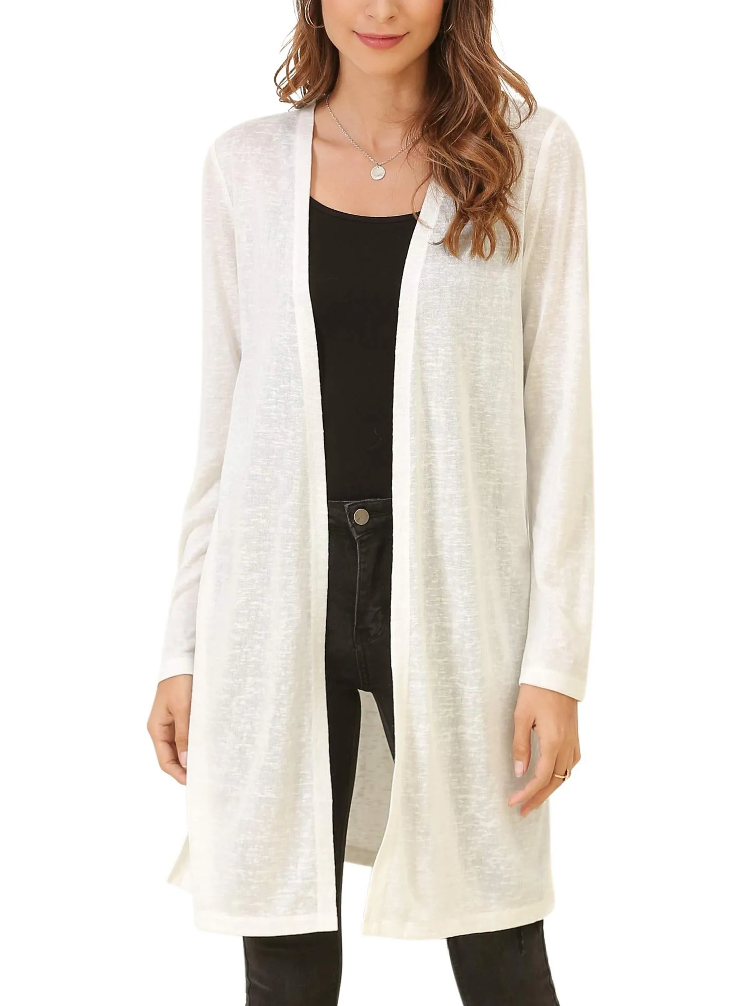 Women's Draped Open-Front Long Cardigan Sweater