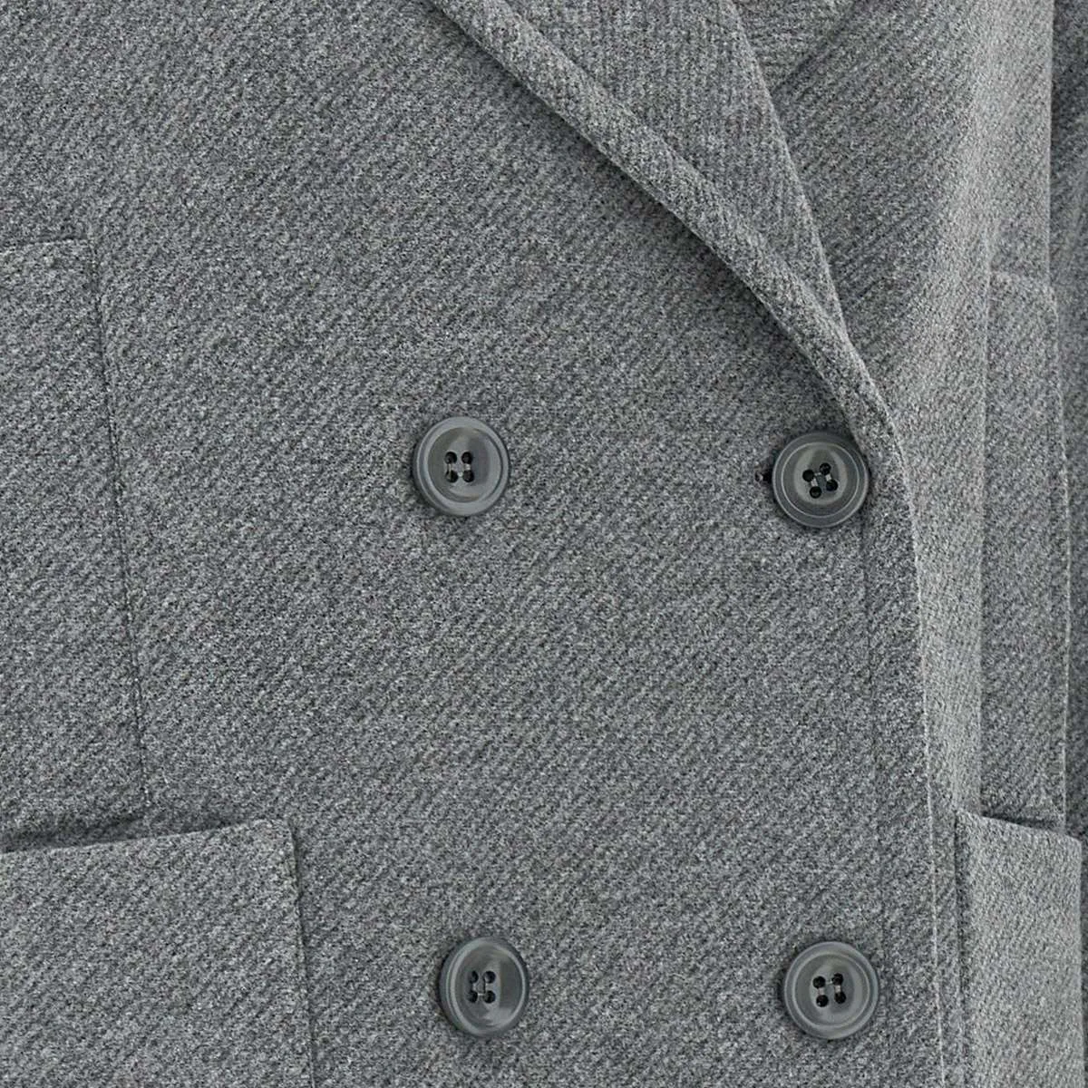 Women's Grey Cloth Double-Breasted Coat