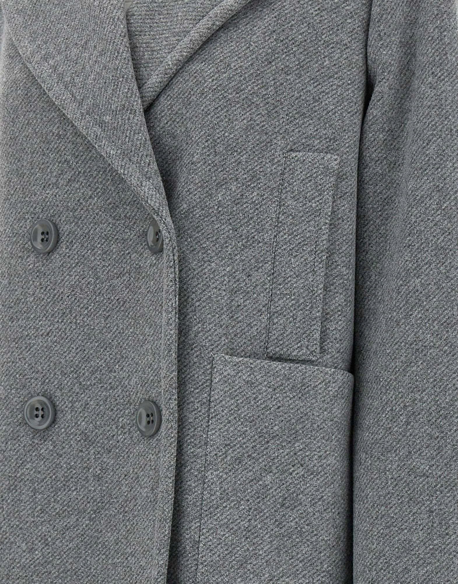 Women's Grey Cloth Double-Breasted Coat