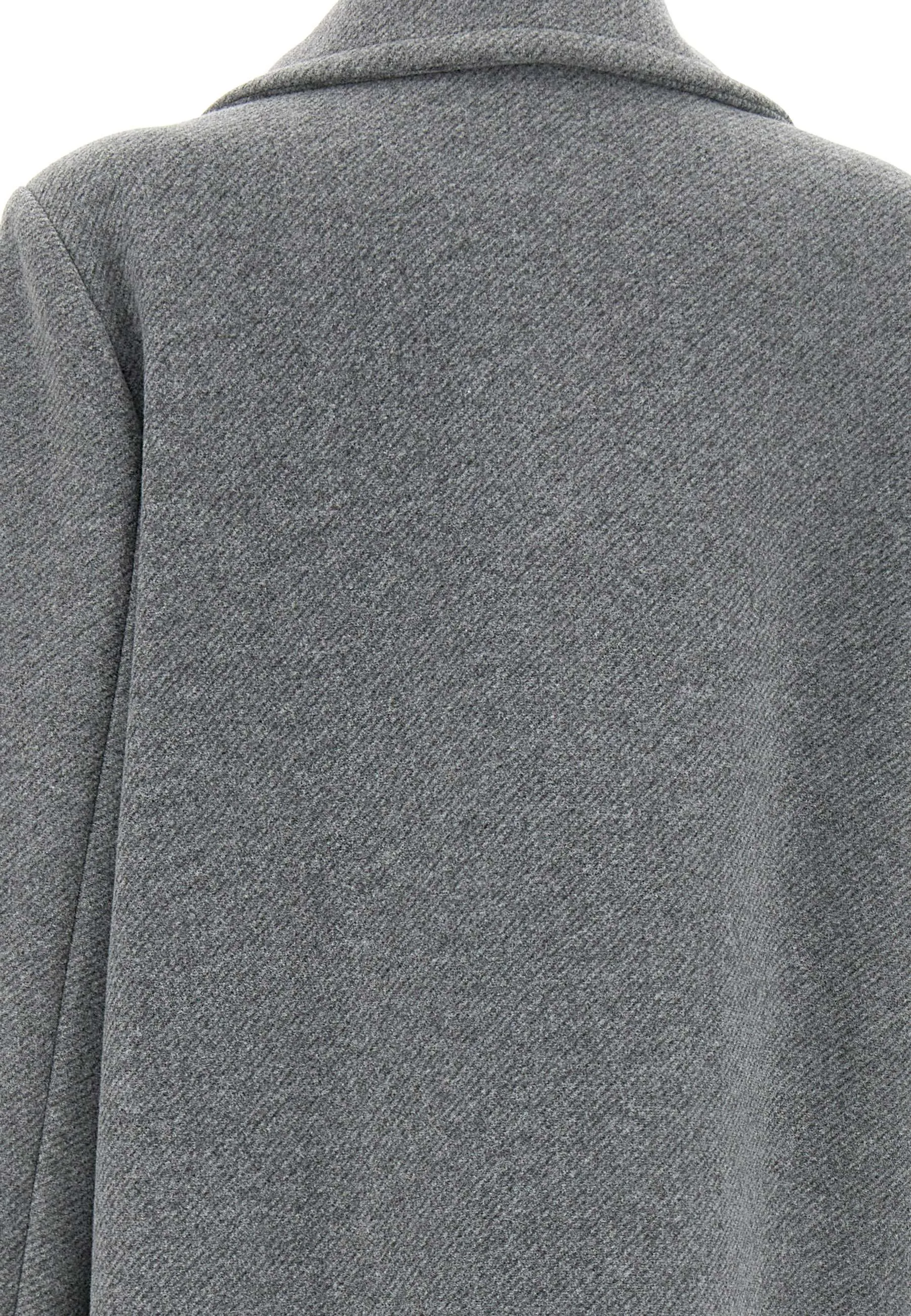 Women's Grey Cloth Double-Breasted Coat