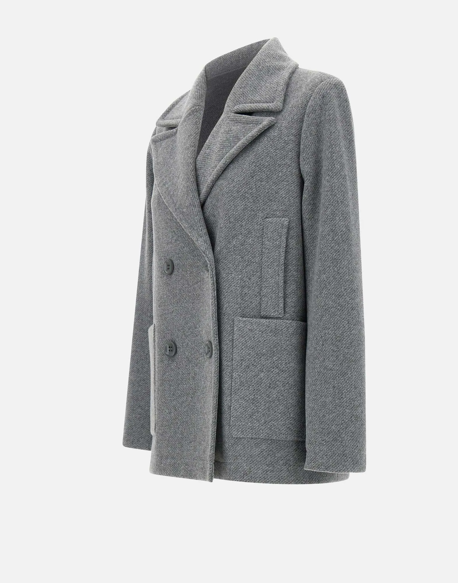 Women's Grey Cloth Double-Breasted Coat