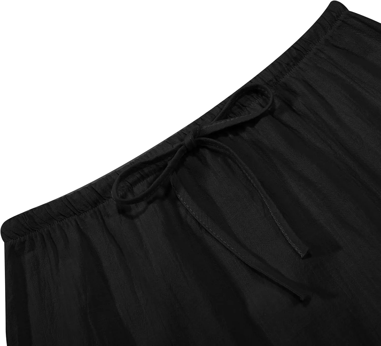 Womens Linen Maxi Skirts, Summer Comfy Long Skirts Boho Casual Flowy Skirts Drawstring Waist A Line Skirts